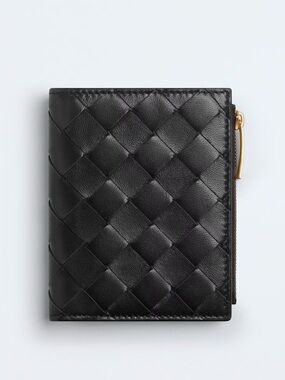 Bottega Veneta Intrecciato Small Bi-Fold Wallet in Black